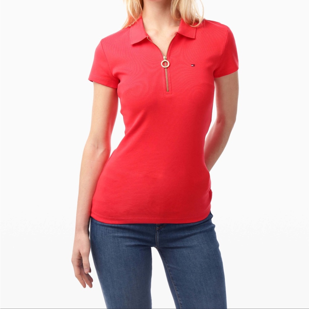 Tommy Hilfiger Women's Red Short Sleeve Polo
